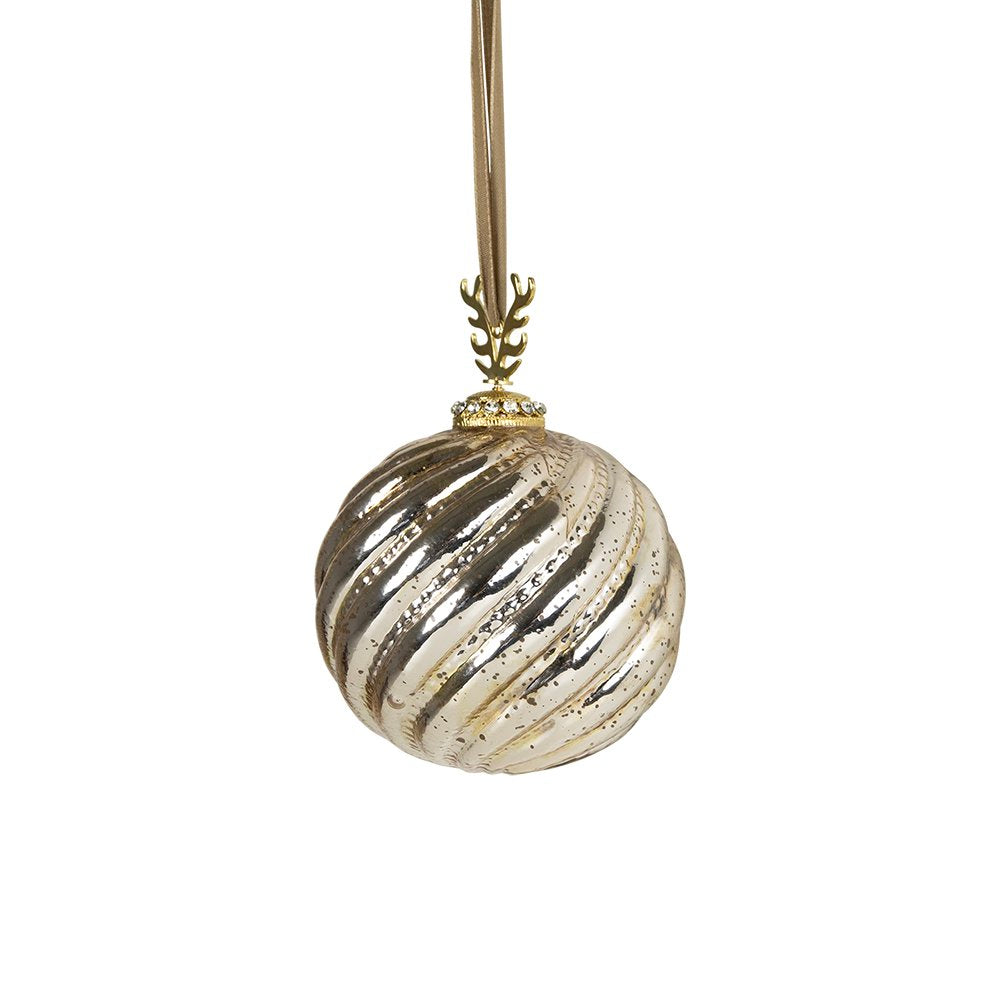 Decoratie bal gewei goud 12cm