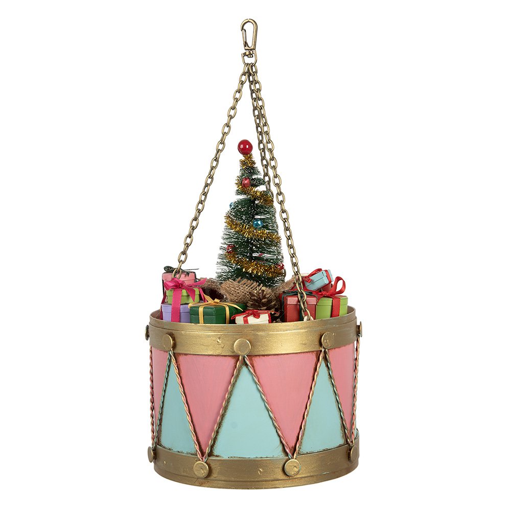 Decoratie Beeld Trommel Ø 17x25/37 cm Roze Blauw Metaal