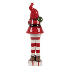 Kerstdecoratie Beeld Kerstman 7x7x23 cm Rood Wit Keramiek