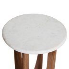 Kuching bijzettafel marmer wit - 30x30x50 cm