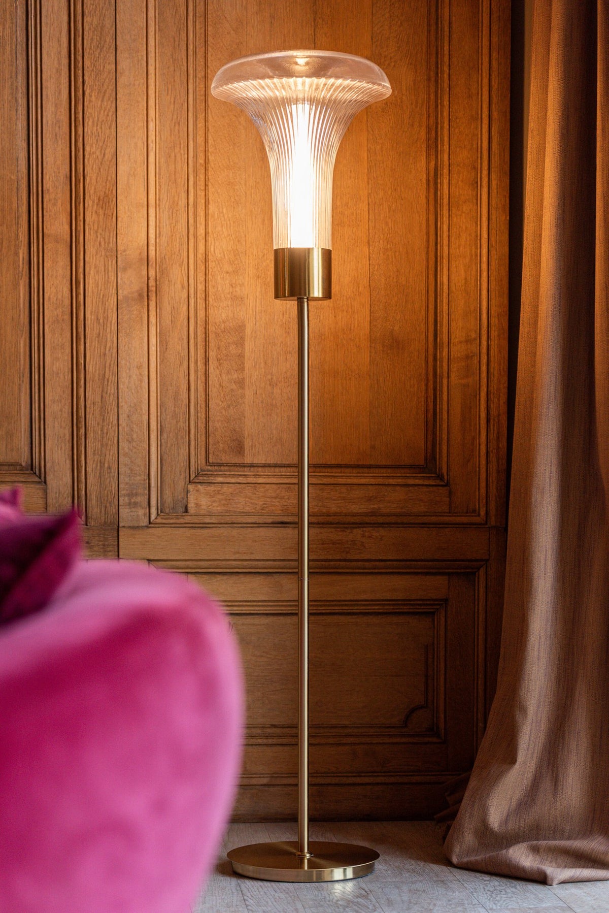 J-Line Staanlamp Led Goud Metaal Transparant