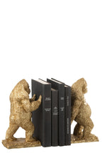 J-Line boekensteun Gorilla - polyresin - goud - 2 stuks