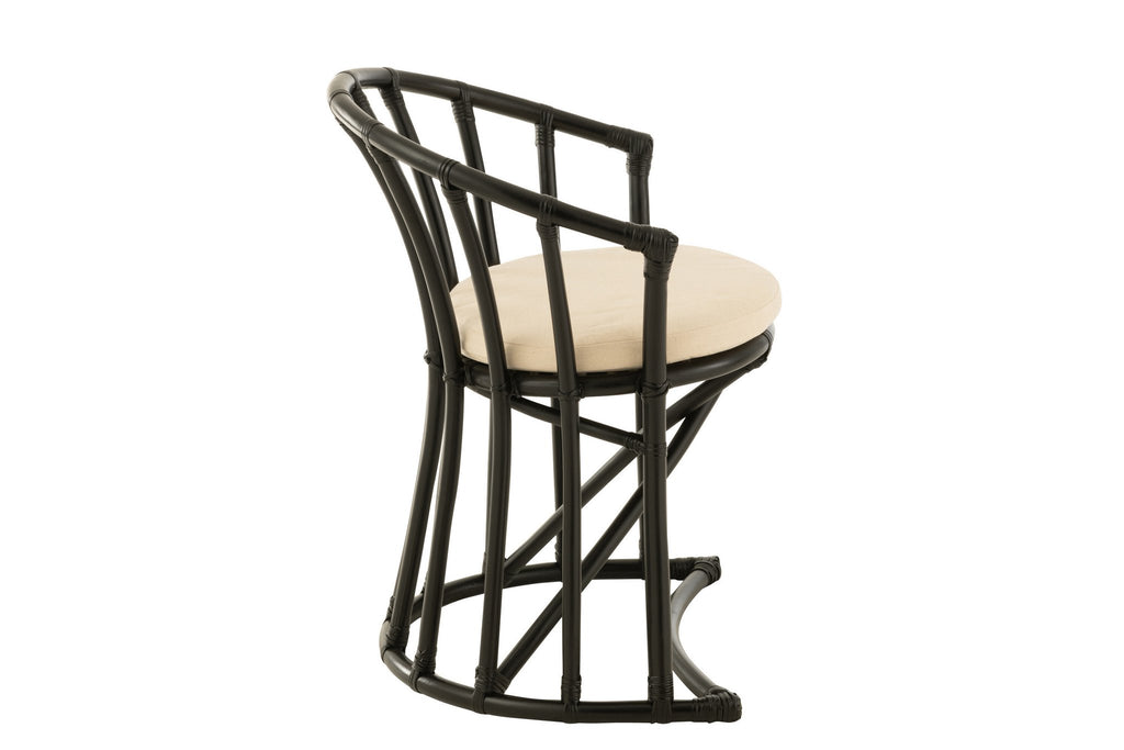J-Line stoel + kussen - jute/textiel - zwart/wit