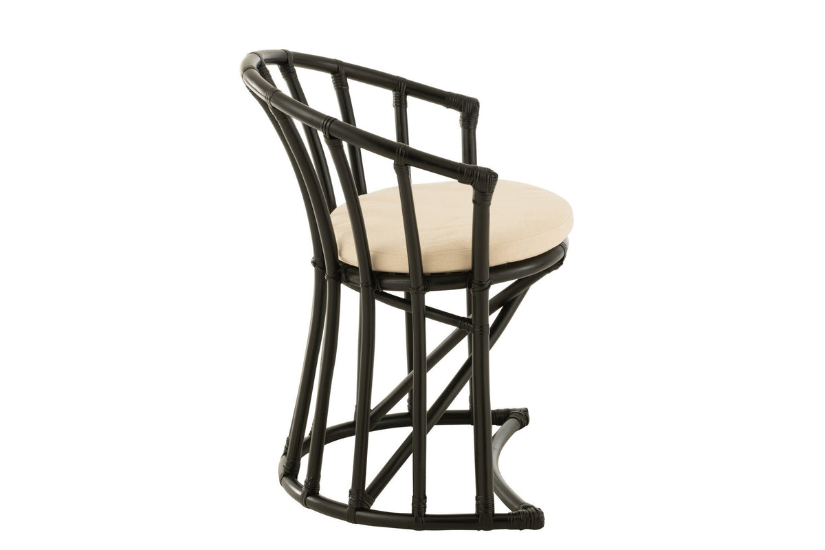 J-Line stoel + kussen - jute/textiel - zwart/wit