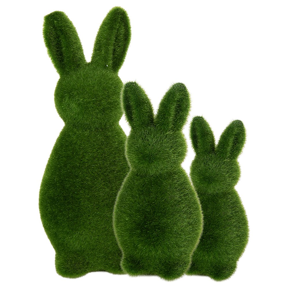Decoratie Beeld Konijn Ø 9x21 cm Groen Kunststof