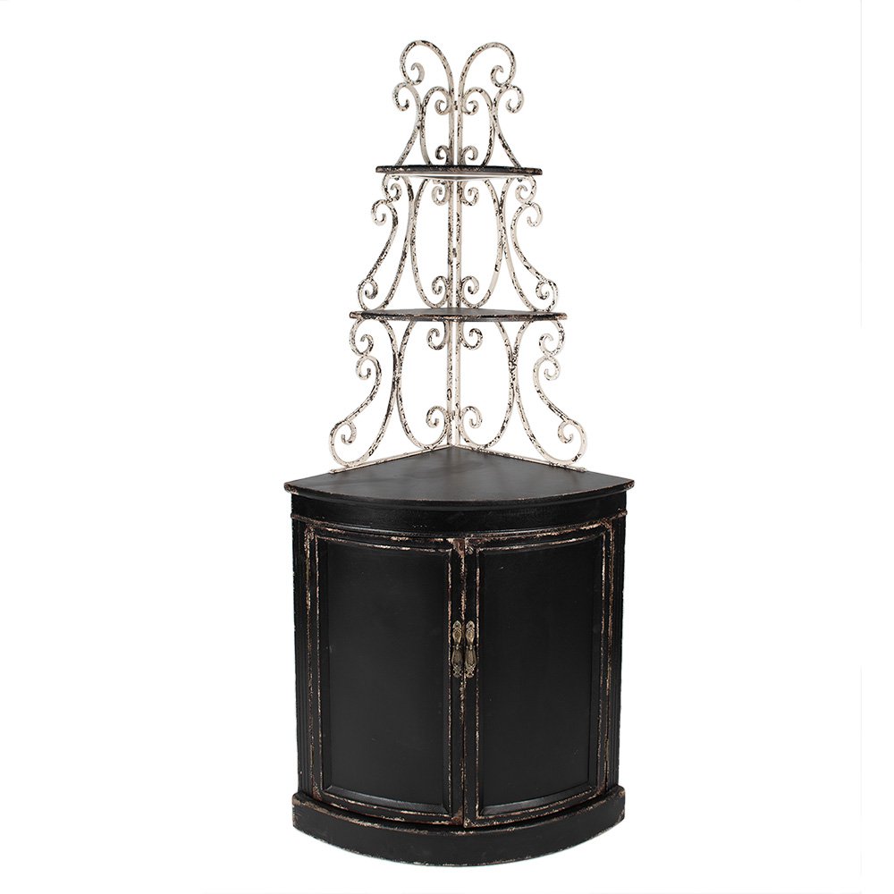 Wandkast Zwart, Hout en IJzer 78x55x181 cm