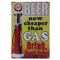 Bier goedkoper dan gas Retro Wandbord 30x20