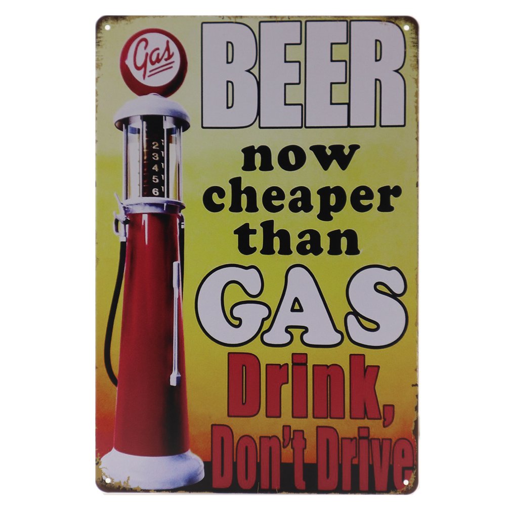 Bier goedkoper dan gas Retro Wandbord 30x20