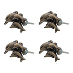Deurknop Set van 4 Dolfijn 6x4 cm Bruin Textiel Meubelknop