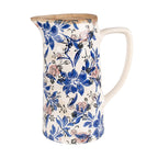 Decoratie Kan 21x14x26 cm Beige Blauw Keramiek Bloemen Schenkkan