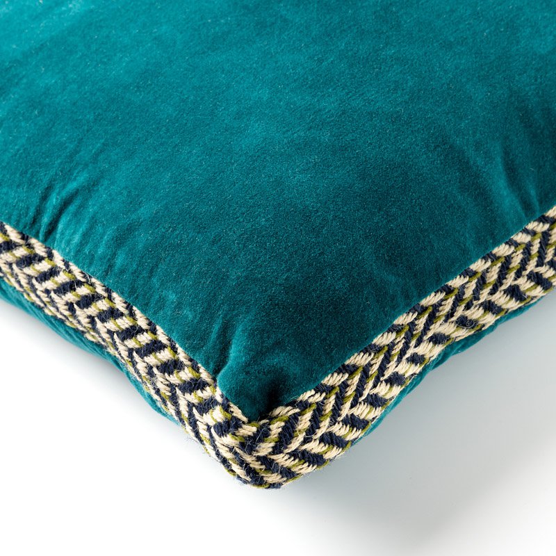 Dutch Decor Manoe - Kussen 45x45 cm - Jute rand - Deep Lake - Blauw
