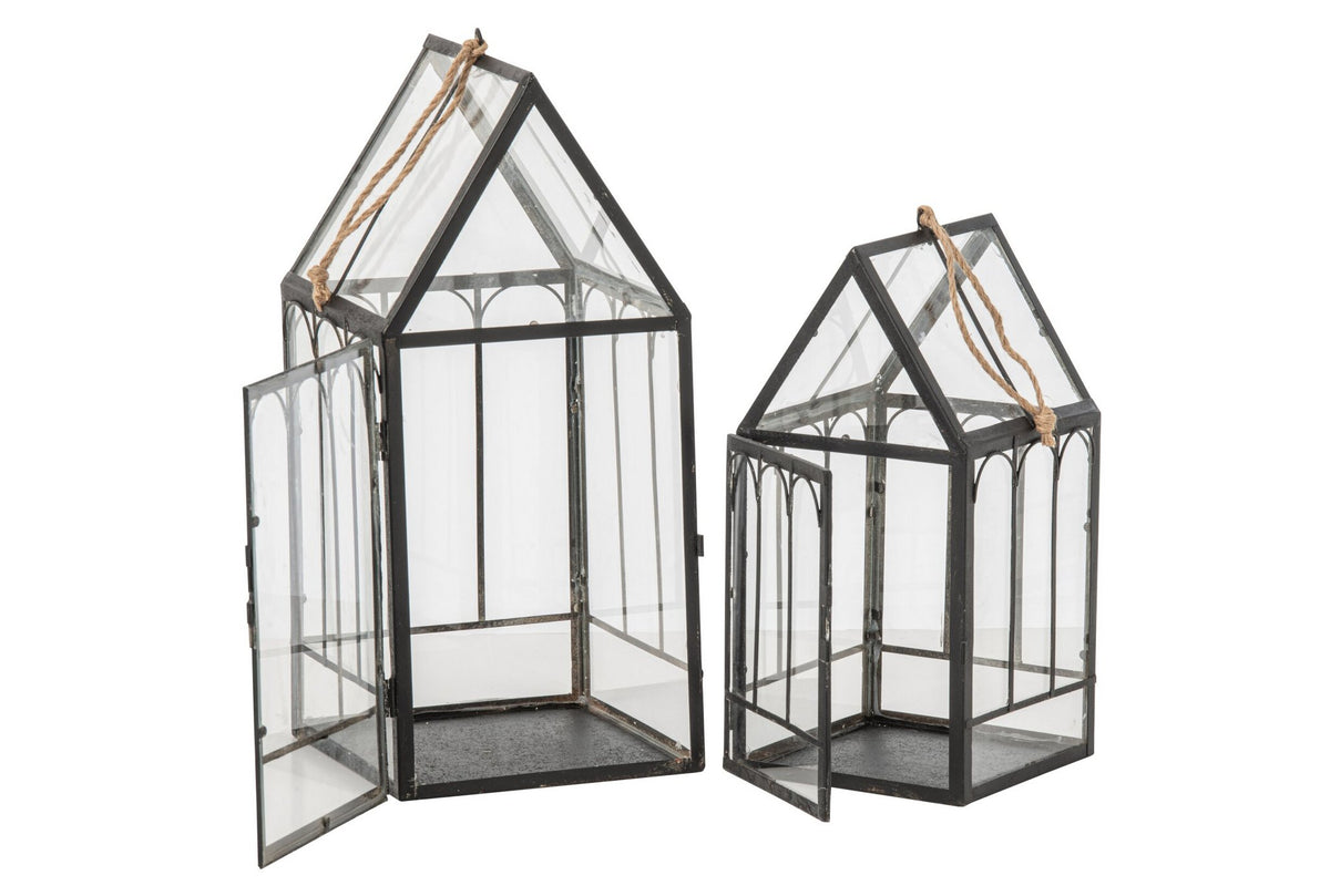 J-Line Huizen - metaal - zwart - set van 2