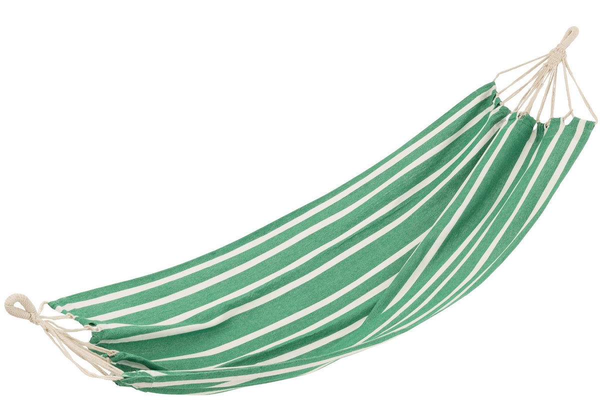 J-Line Hangmat Strepen Katoen/Polyester Donker Groen/Wit