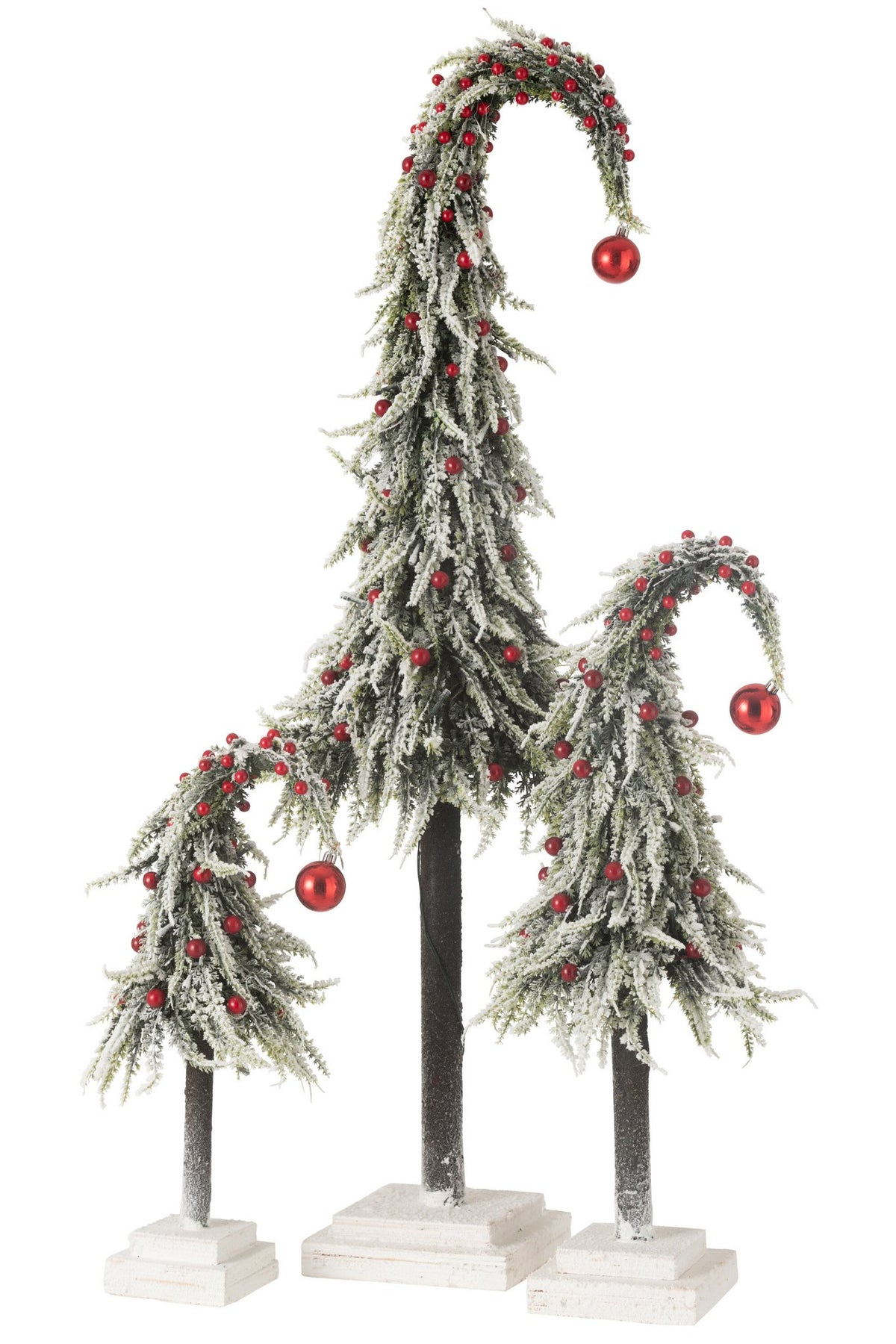 J-Line Kerstboom Muts+Led Kunststof Sneeuw Groen/Rood Large