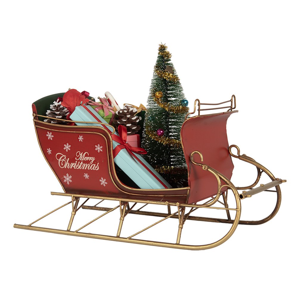 Kerstdecoratie Beeld Slee 30x15x22 cm Rood Metaal