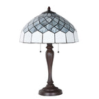 Tiffany Tafellamp Ø 40x58 cm Grijs Glas Tiffany Bureaulamp