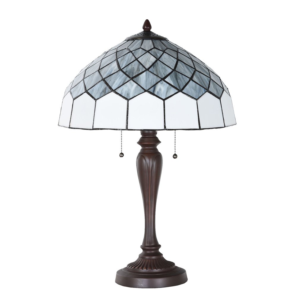 Tiffany Tafellamp Ø 40x58 cm Grijs Glas Tiffany Bureaulamp
