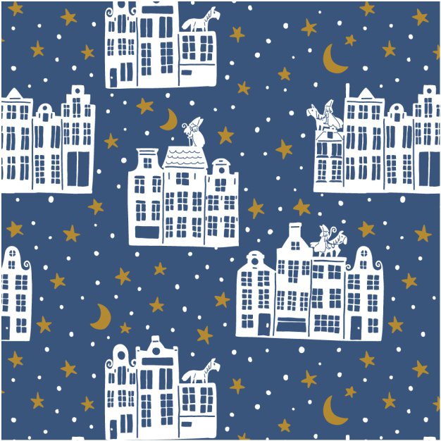 Papierrol – Sinterklaas (Blue Village) – 60 Grams – 50cm x 100 meter