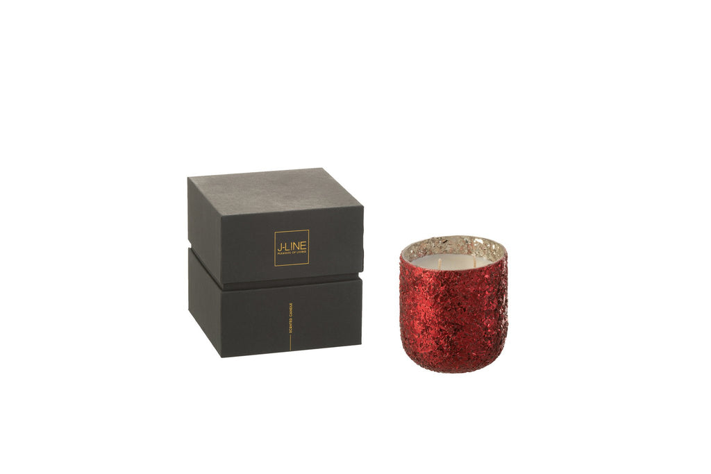 J-Line geurkaars Luxuria - Berry Bliss - glas - rood - small - 40U