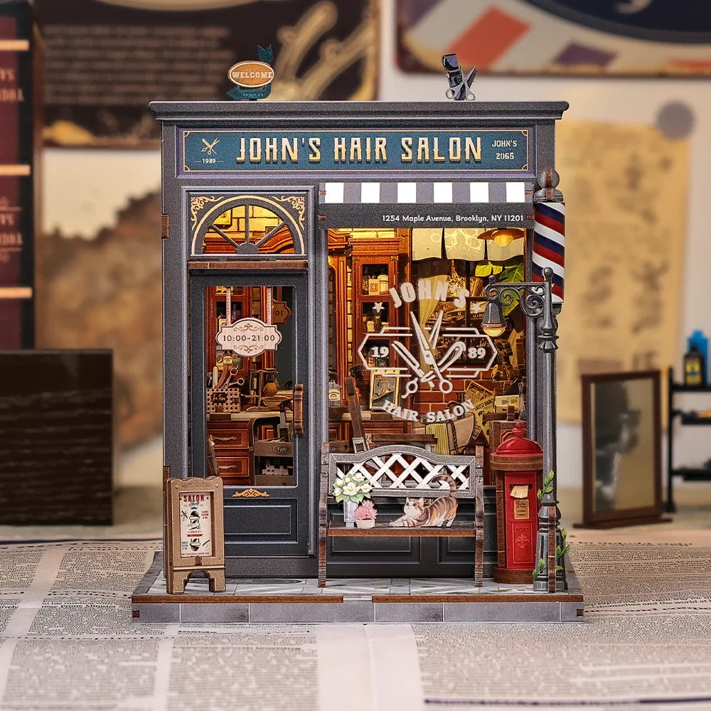 Cutebee, 3D DIY huisje, John's Hair Salon, CWGC215, 15,5x16x19cm