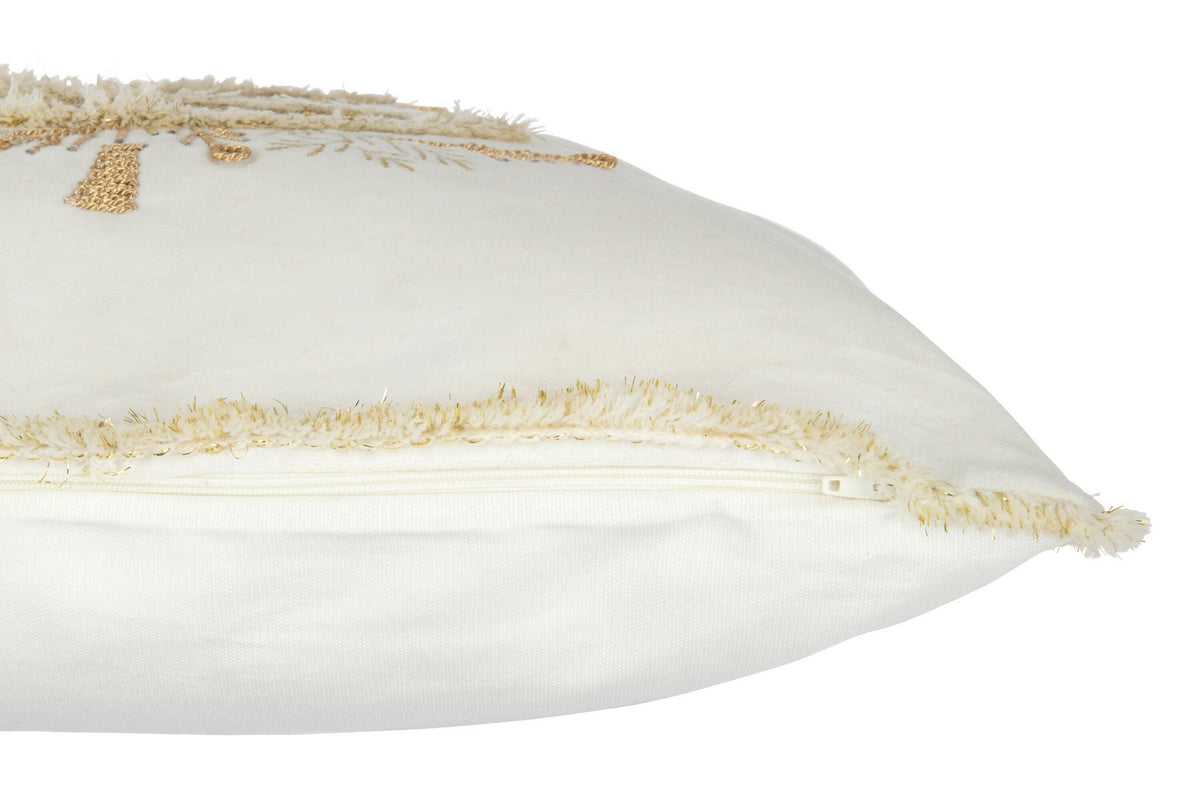 J-Line kussen Boom - textiel - wit/goud