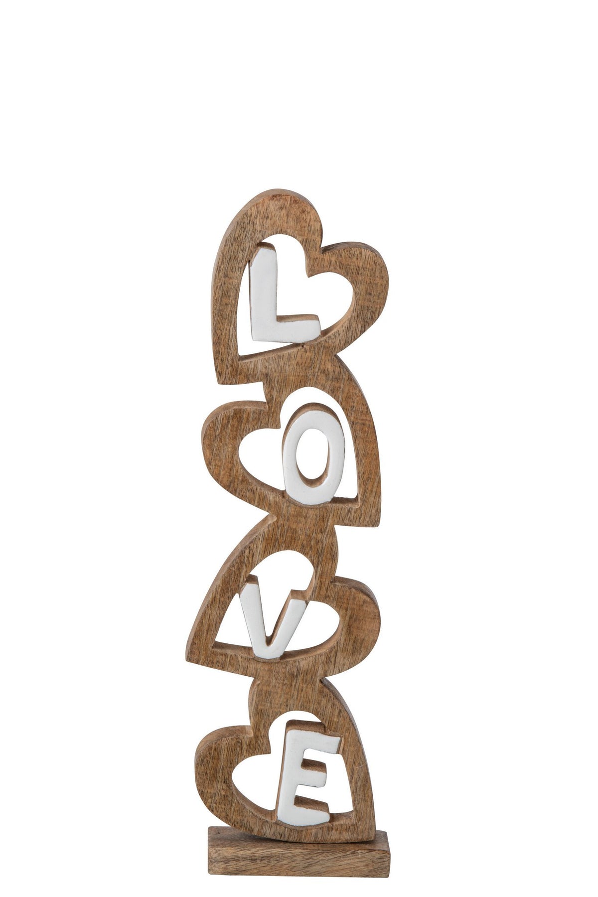 J-Line Love met hart - mangohout - naturel/wit - small