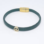 Semplice leren armband peace 24K verguld