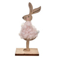 Decoratie Beeld Konijn 12 cm Bruin Roze Hout