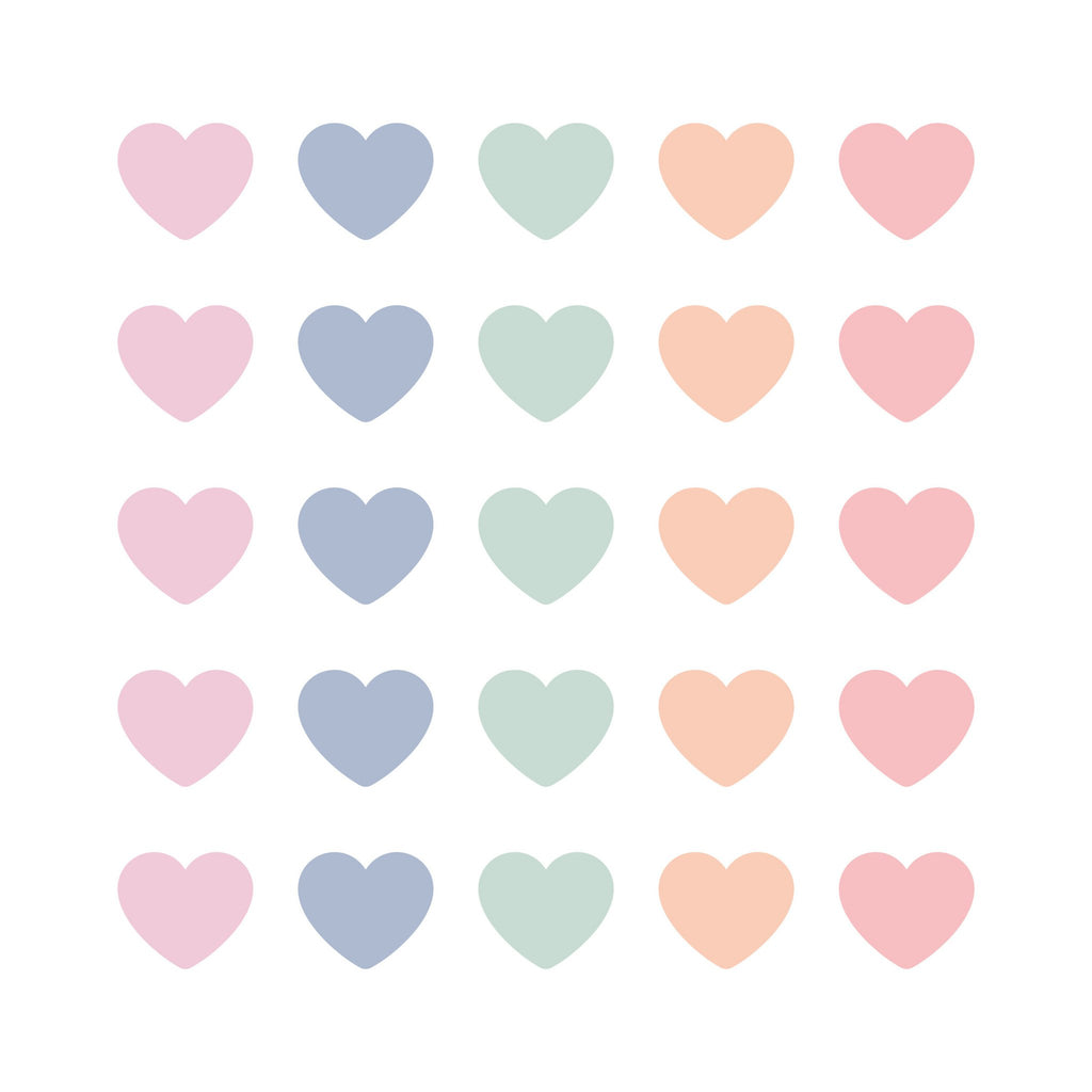 Multicolor Hearts cadeaustickers op rol - 500 stuks