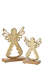 J-Line decoratie Engel Op Voet - aluminium/hout - goud - large