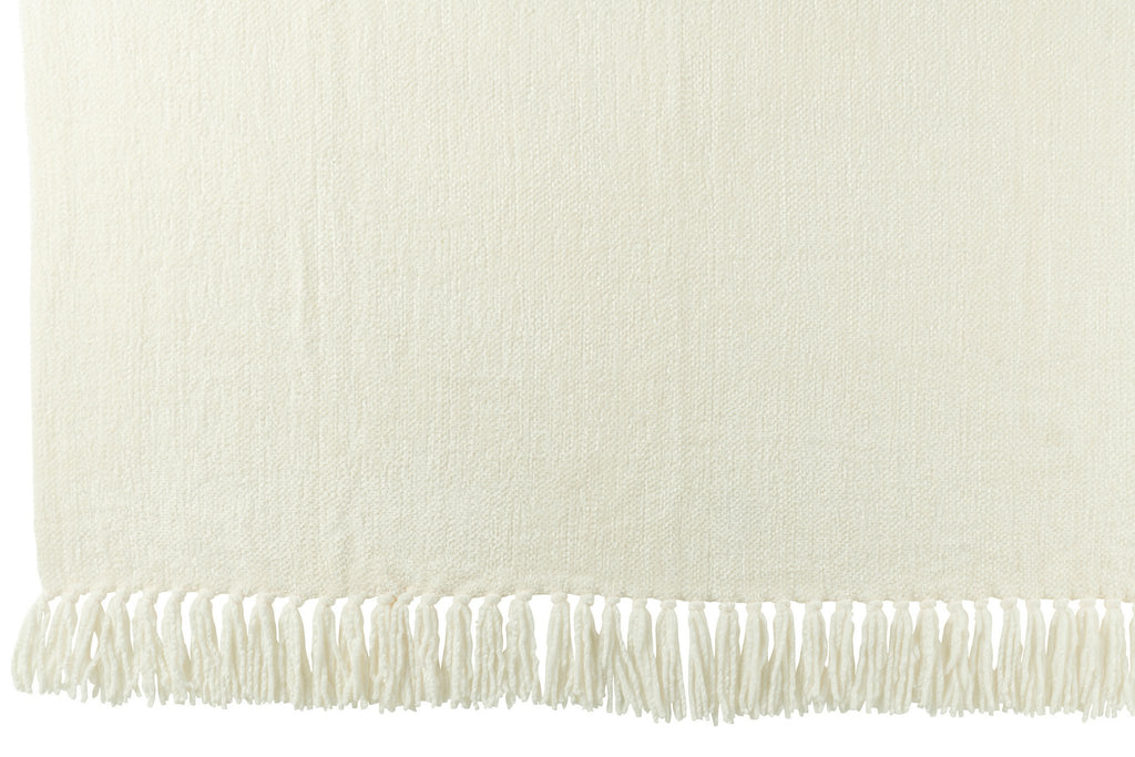 J-Line deken Chenille - polyester - wit