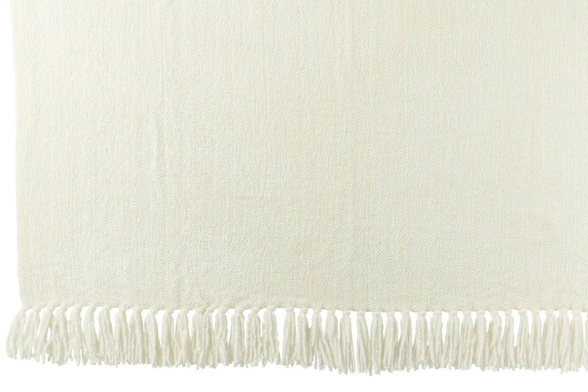 J-Line deken Chenille - polyester - wit