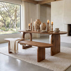 Bullnose mangohouten eetkamerbank bruin