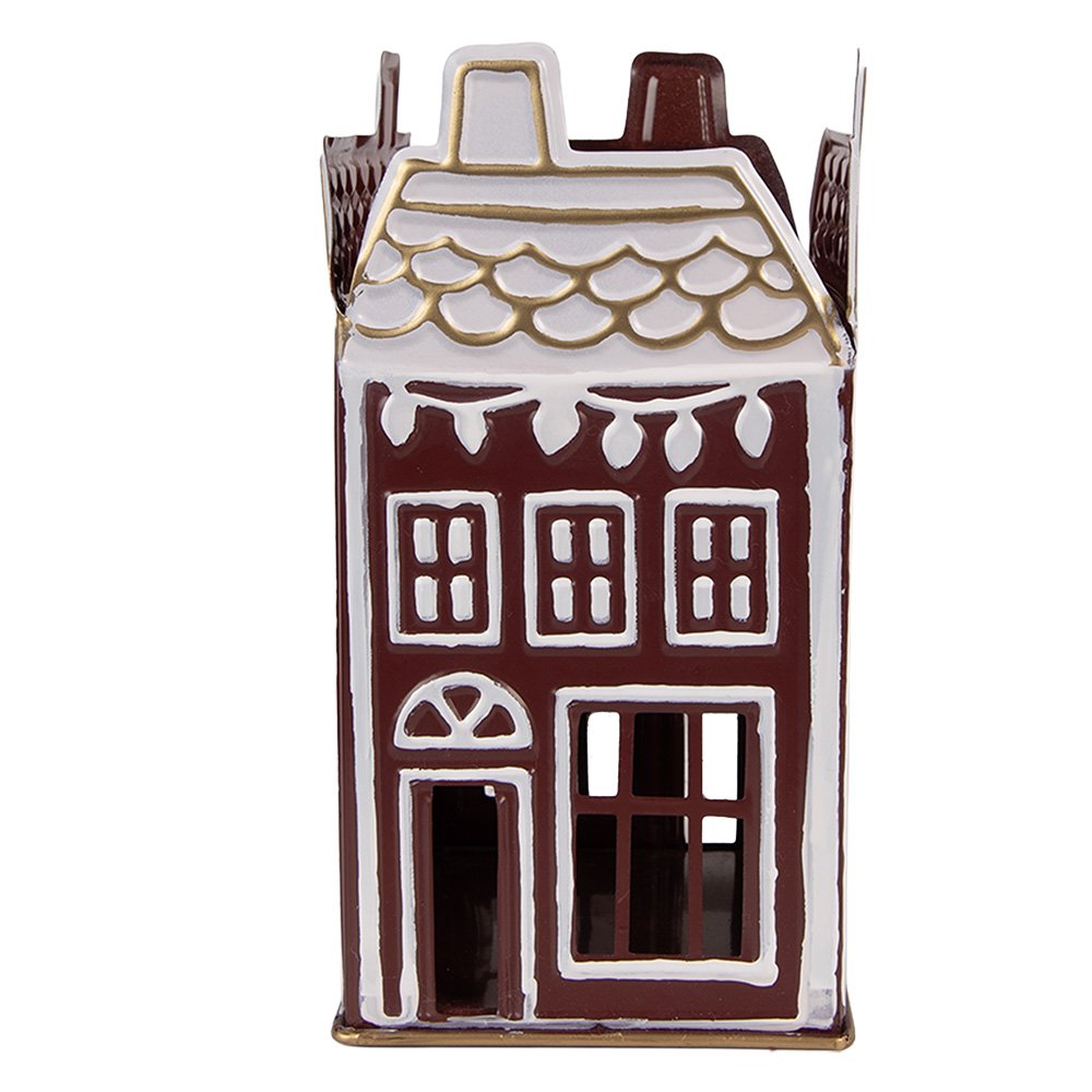 Waxinelichthouder Huis 12x12x22 cm Rood Metaal