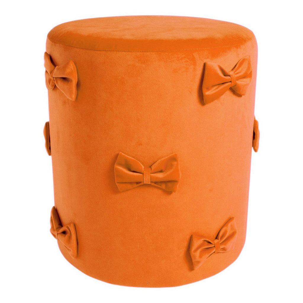 Strik Poef fluweel oranje 35x35x40cm