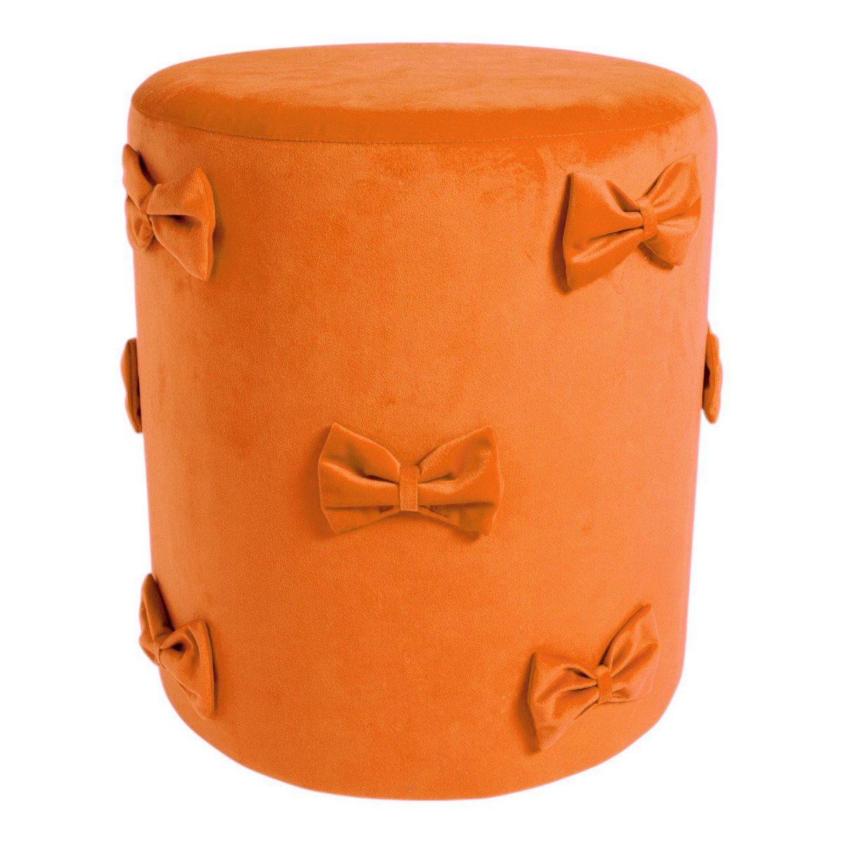 Strik Poef fluweel oranje 35x35x40cm