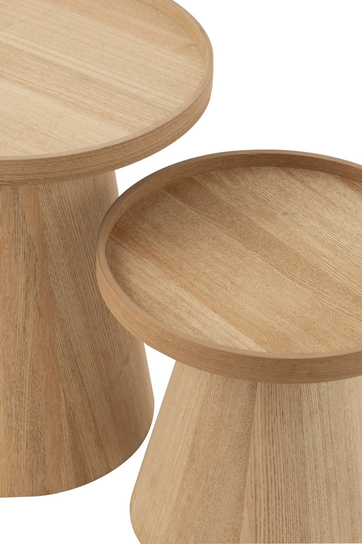 J-Line bijzettafels Rond + Rand - hout - naturel - set van 2