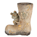 Bloempot Laars 30 cm Bruin Magnesium (MGO) Kikker Decoratie Beeld