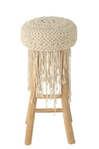 J-Line Barstoel Franjes Hout/Macrame Wit