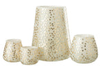 J-Line windlicht Driehoek - glas - wit/goud - extra large