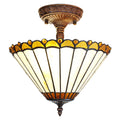 Plafondlamp Tiffany Ø 29x30 cm Beige Bruin Glas Plafonniere