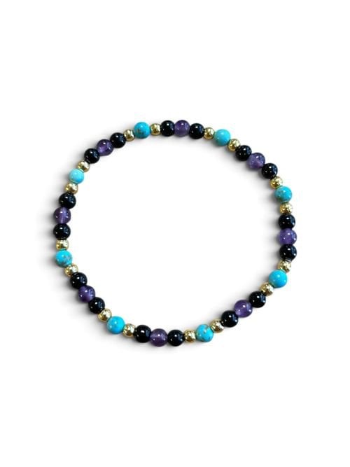 Dames armband Onyx, Amethist, en Turquoise 4 mm