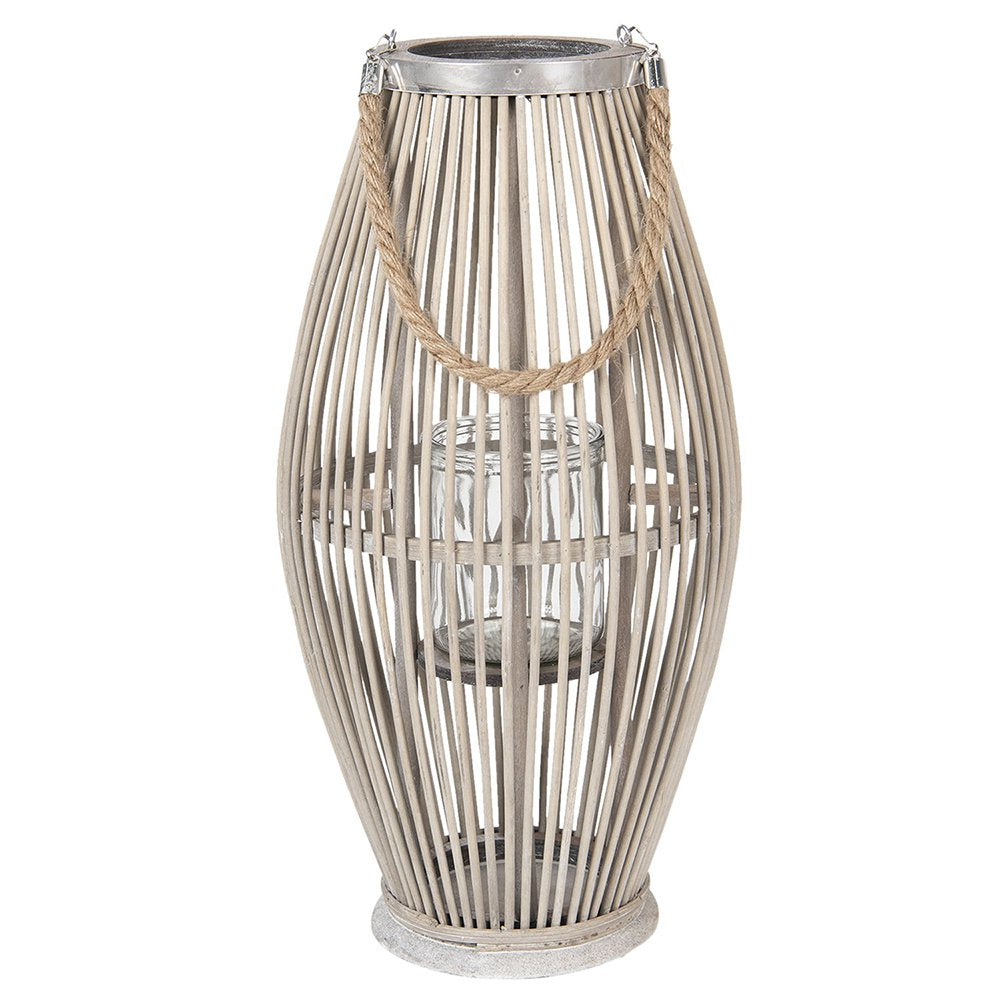 Windlicht Grijs Hout
