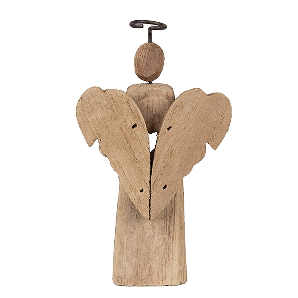 Decoratie Beeld Engel 22 cm Bruin Hout