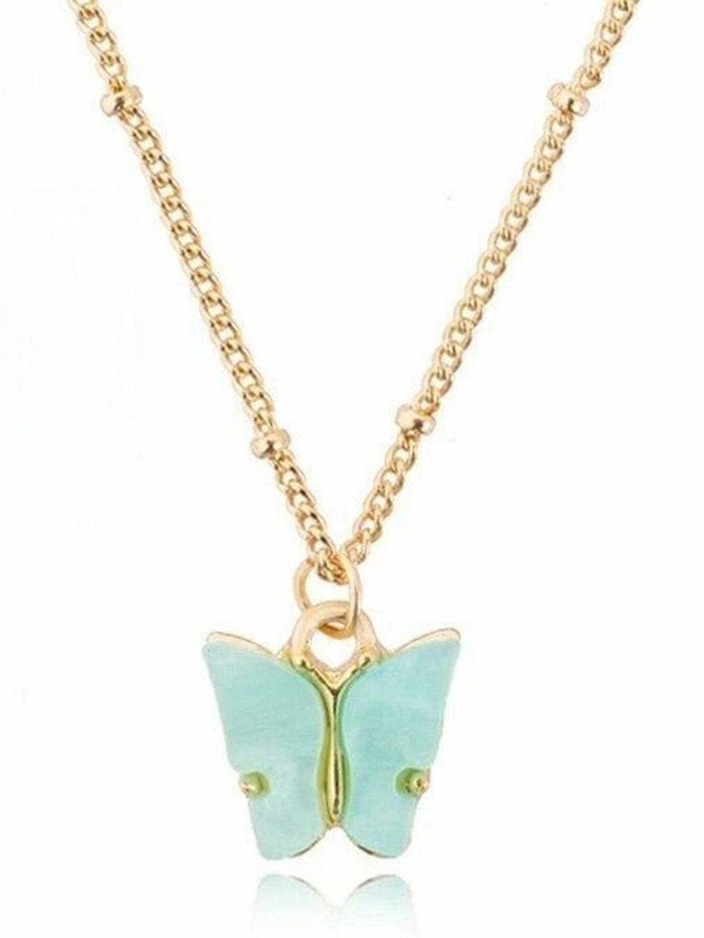 Vergulde ketting – Sieraden met blauw accent – ​​Basis van legering