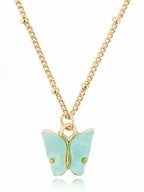 Vergulde ketting – Sieraden met blauw accent – ​​Basis van legering