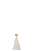 J-Line decoratie Kerstboom Hart - polyresin - wit/goud - extra S