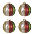 Kerstbal Set van 4 Ø 8 cm Rood Groen Glas Kerstboomversiering