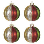 Kerstbal Set van 4 Ø 8 cm Rood Groen Glas Kerstboomversiering