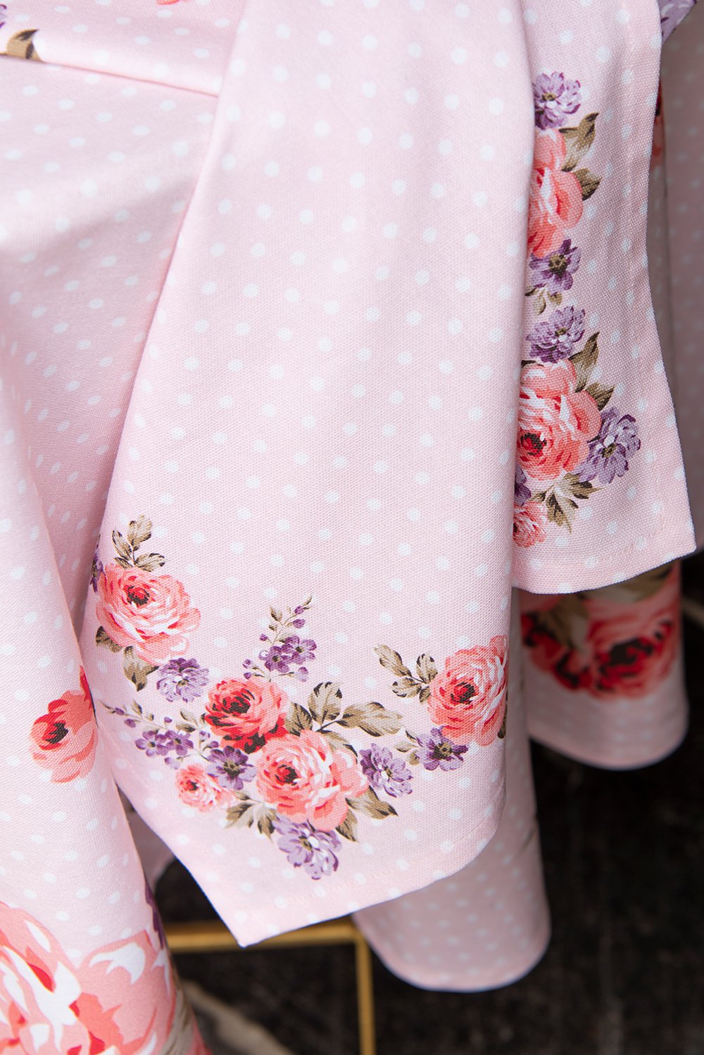 Theedoek Ø 80 cm Roze Paars Katoen Rozen Vaatdoek